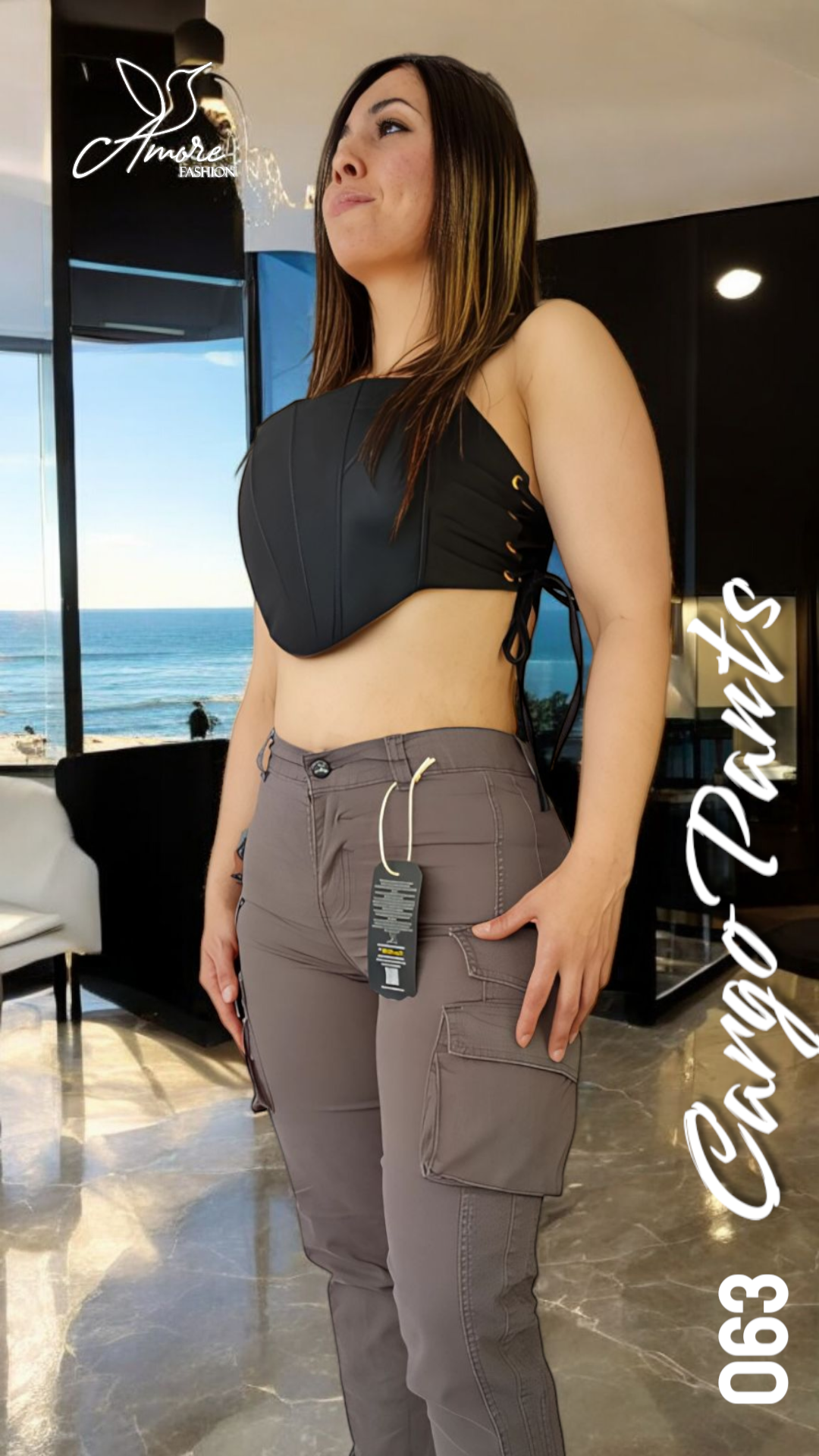 AF-063-Cargo Ajustado Gris Oscuro