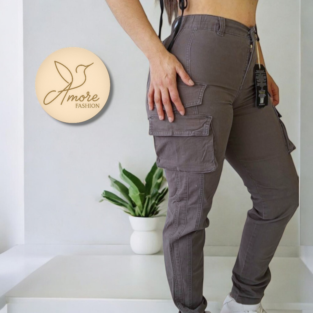 AF-063-Cargo Ajustado Gris Oscuro