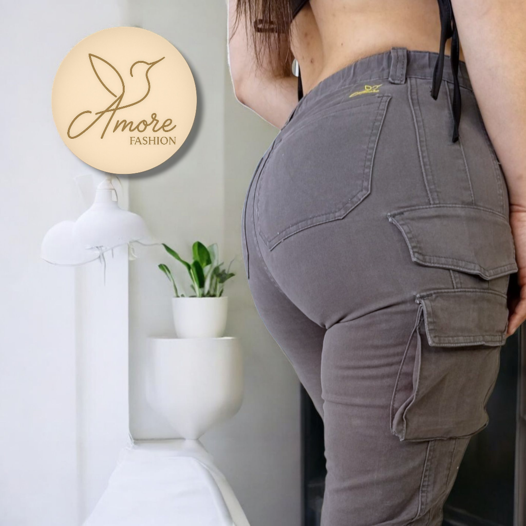 AF-063-Cargo Ajustado Gris Oscuro