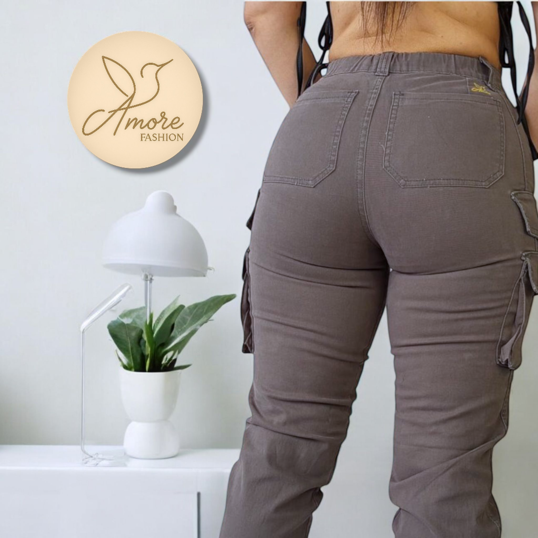 AF-063-Cargo Ajustado Gris Oscuro
