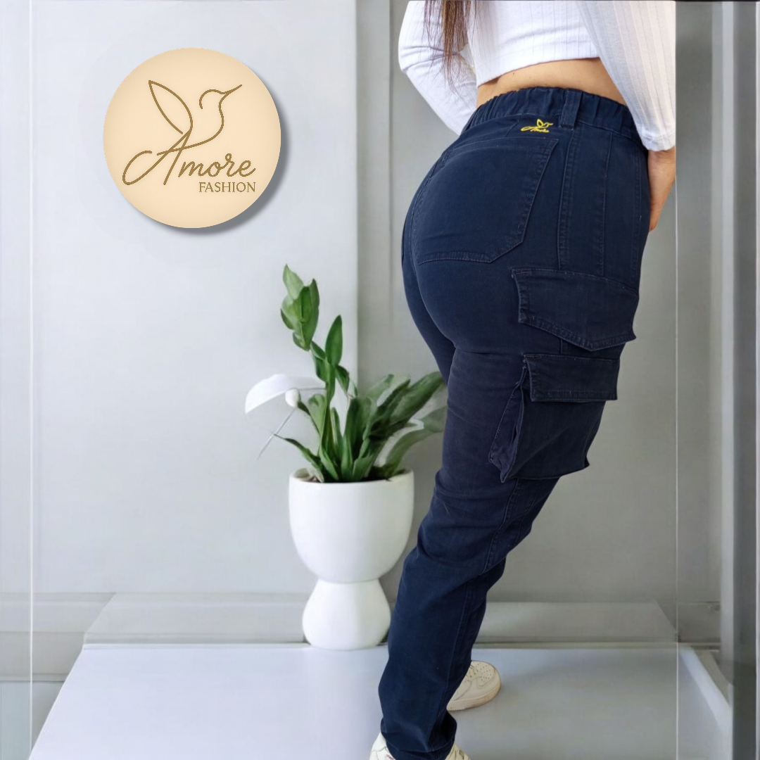 AF-063-Cargo Ajustado Azul Oscuro