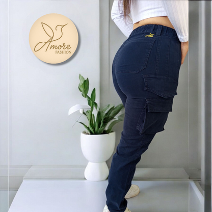 AF-063-Cargo Ajustado Azul Oscuro