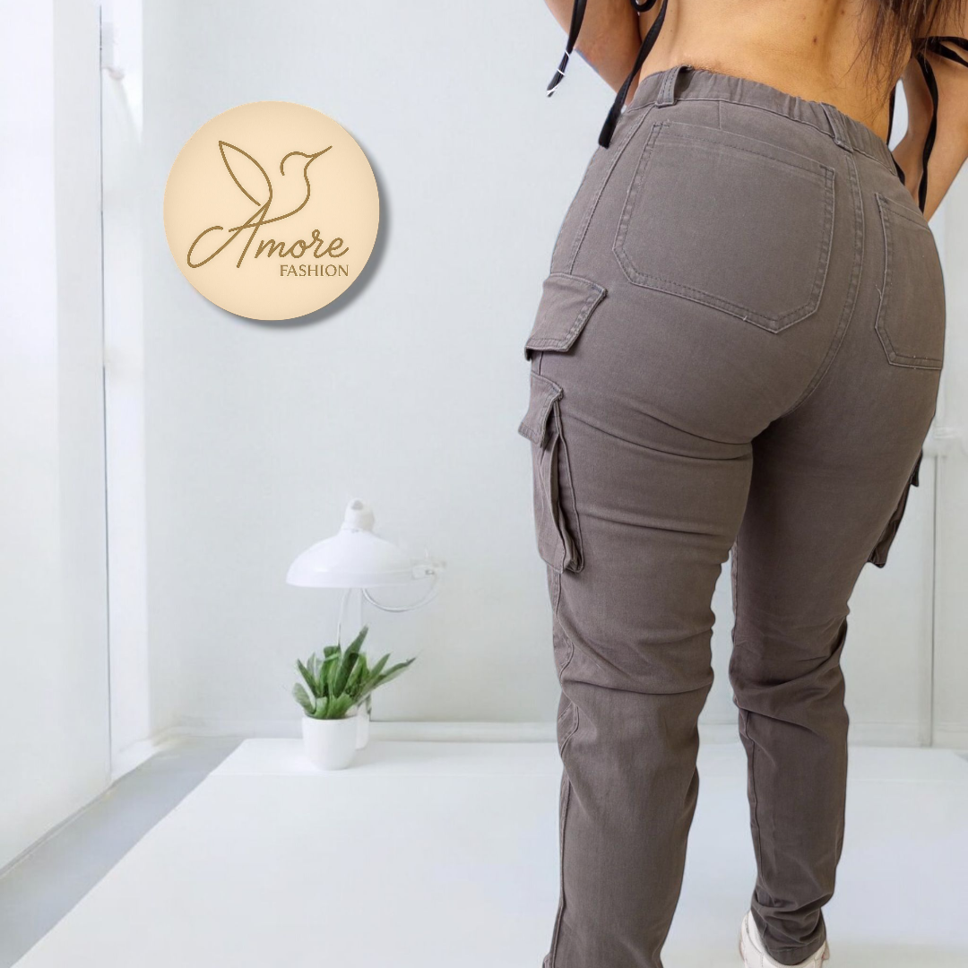 AF-063-Cargo Ajustado Gris Oscuro
